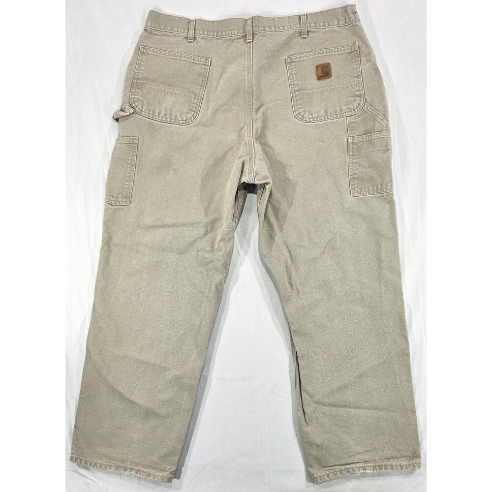 Vintage Carhartt Pant Mens 36x32 Beige Cotton Cargo Loose Fit Utility Workwear
